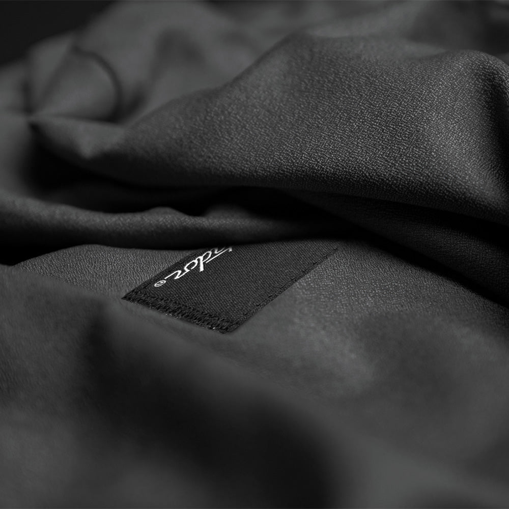 Close up view of charcoal beach towel nanodry material 
