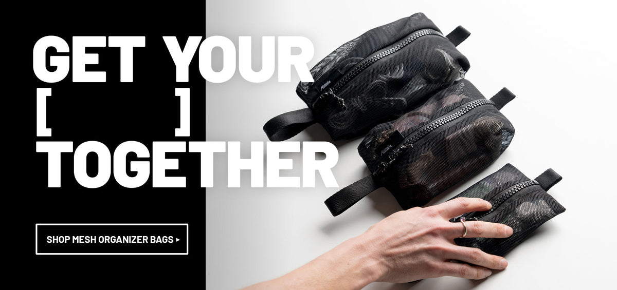 3 mesh bags with text : get your [blank] together. shop mesh organizer bags