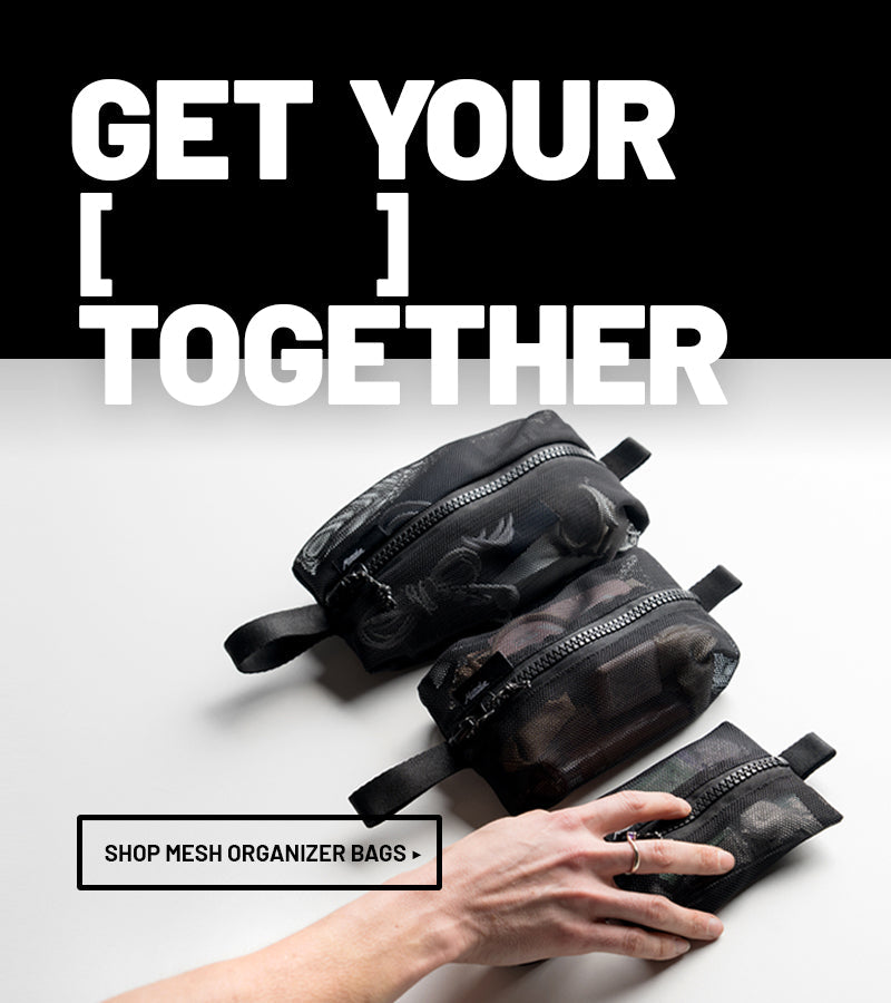 3 mesh bags with text : get your [blank] together. shop mesh organizer bags